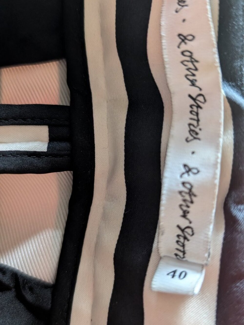 & Other Stories Black and Cream Striped Tailored Trousers, Size 40